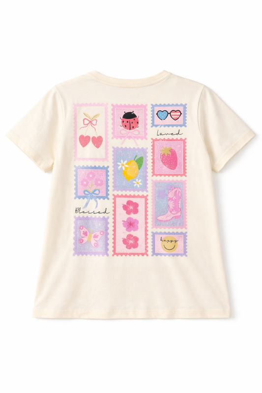 Embroidery Bow Stamp Graphic Tee Tween Girls
