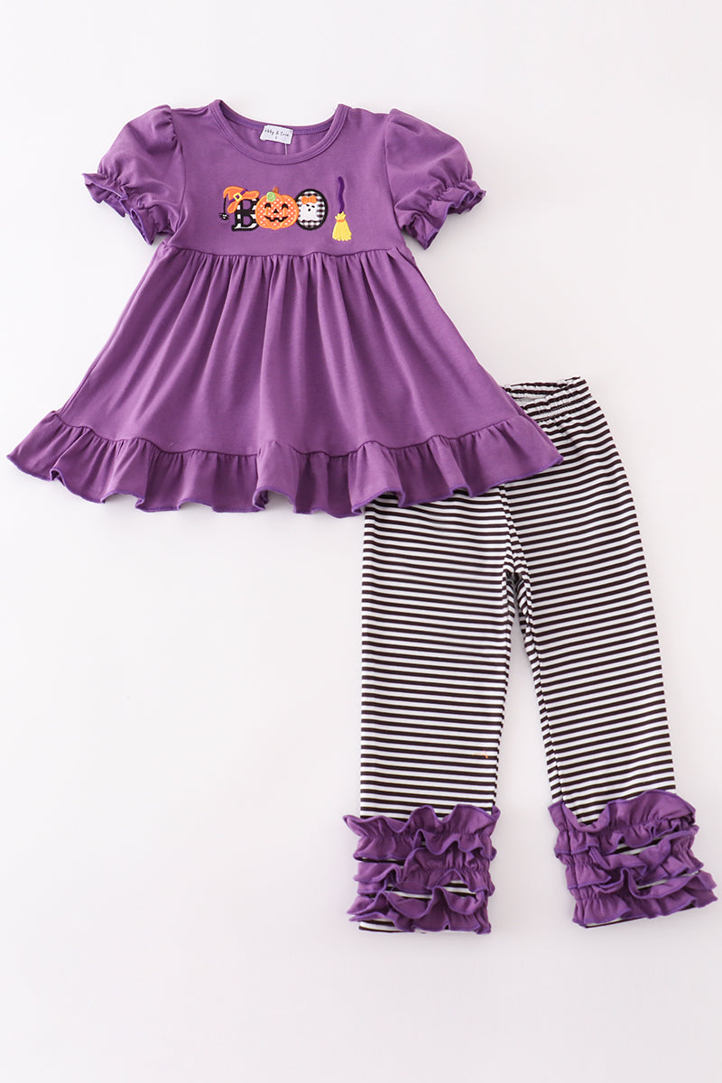 Halloween Pumpkin Ghost Girl Pants Set