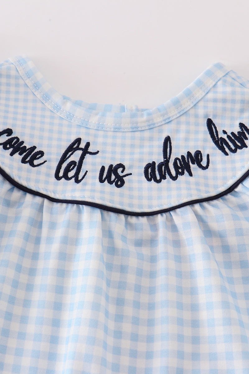 Navy Plaid Nativity Girl Romper