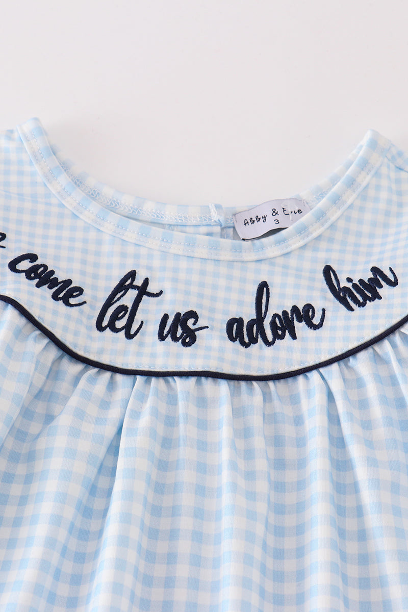 Navy Plaid Nativity Girl Set