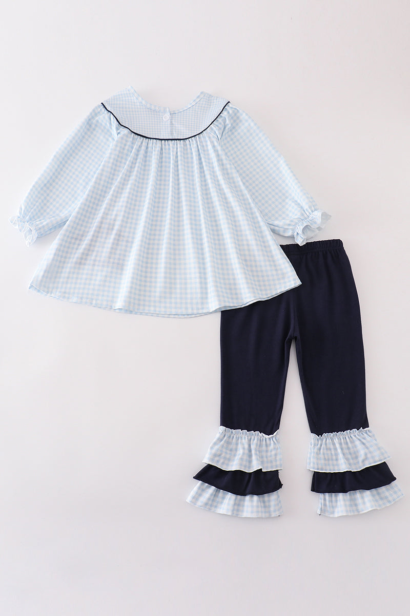 Navy Plaid Nativity Girl Set