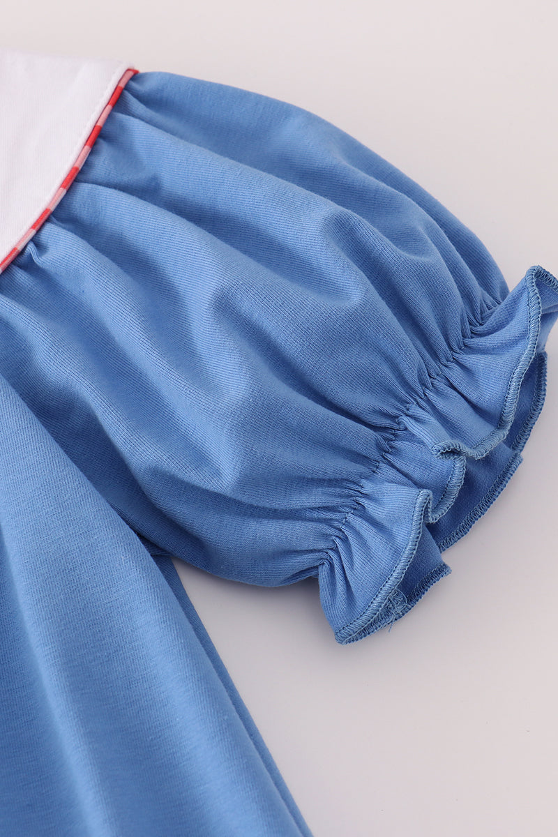 Blue Tractor Ruffle Pants Set