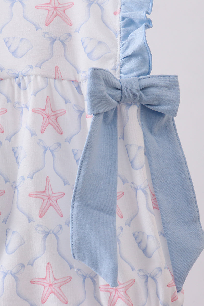 Blue Starfish Shell Ruffle Bubble