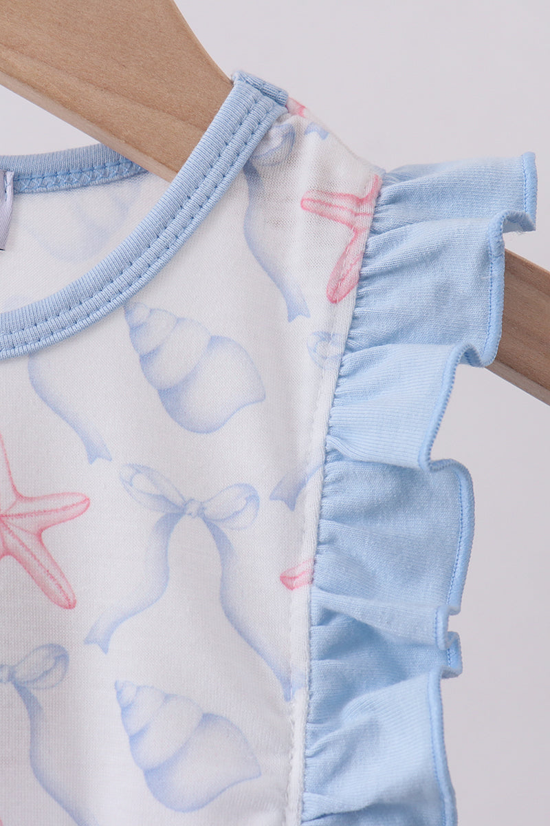 Blue Starfish Shell Ruffle Bubble