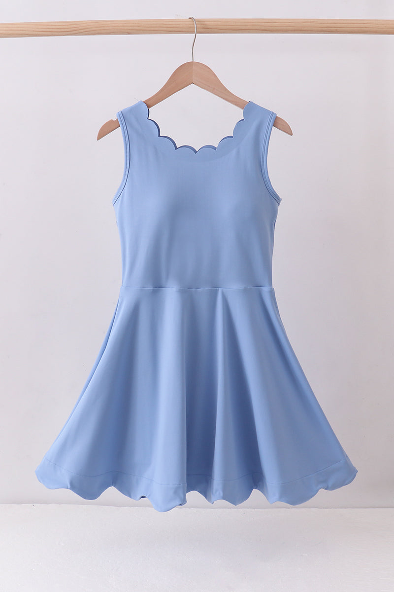 Blue Scalloped Active Dress