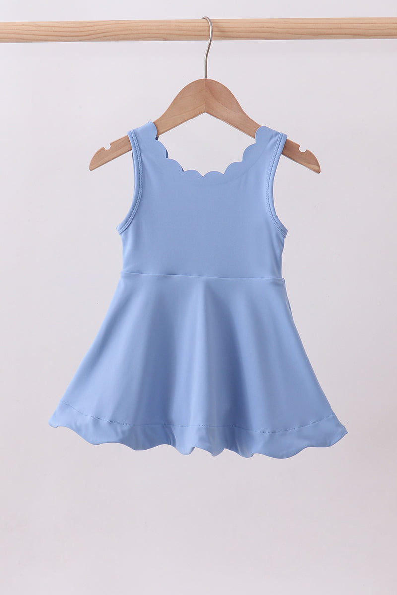 Blue Scalloped Active Dress