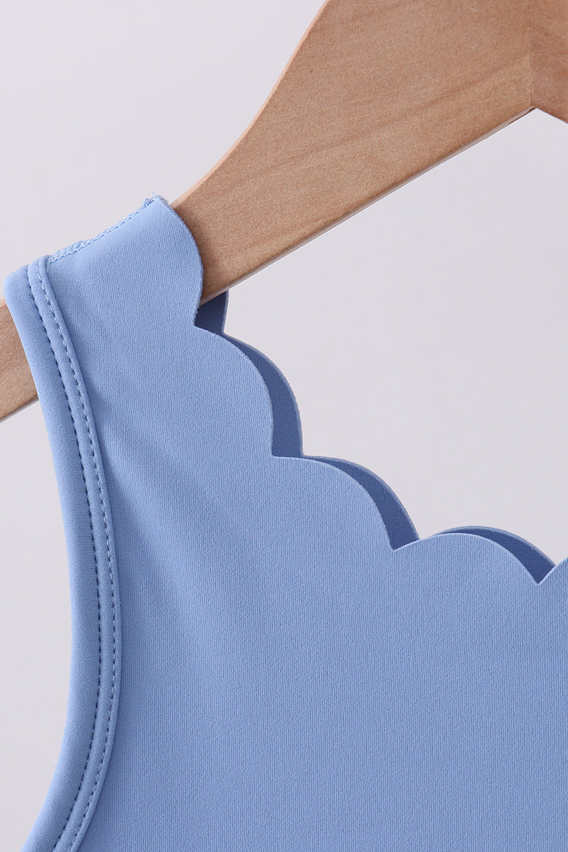 Blue Scalloped Active Dress