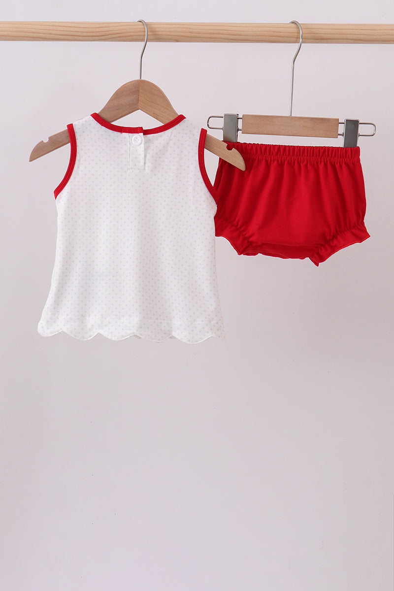 Red Star Ruffle Bloomer Set