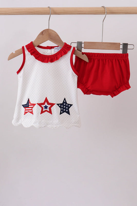 Red Star Ruffle Bloomer Set