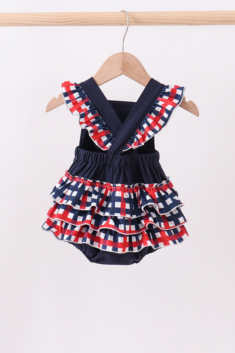 Navy Flag Gingham Ruffle Bubble