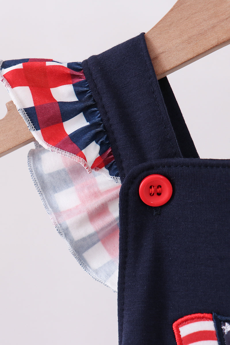 Navy Flag Gingham Ruffle Bubble