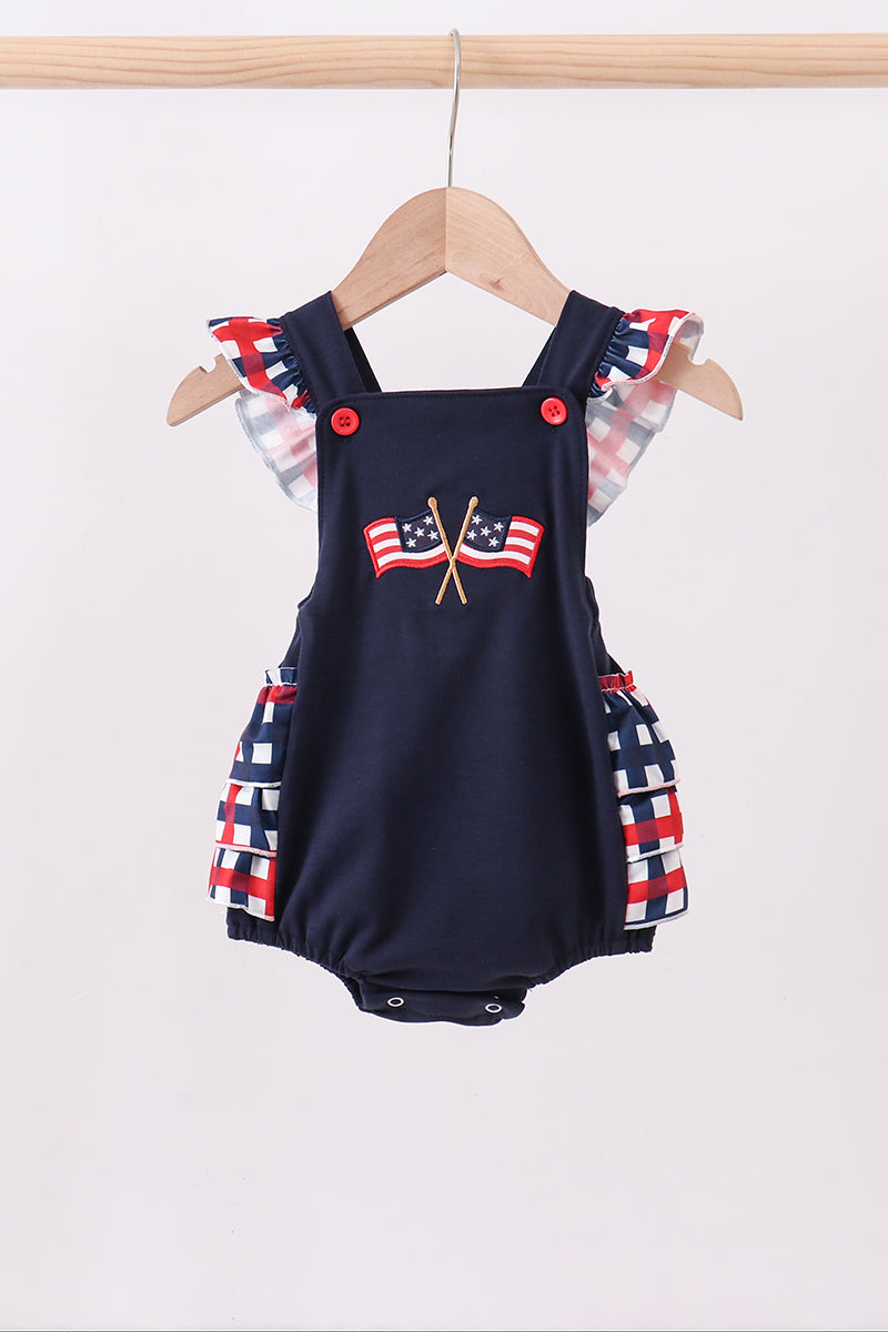 Navy Flag Gingham Ruffle Bubble