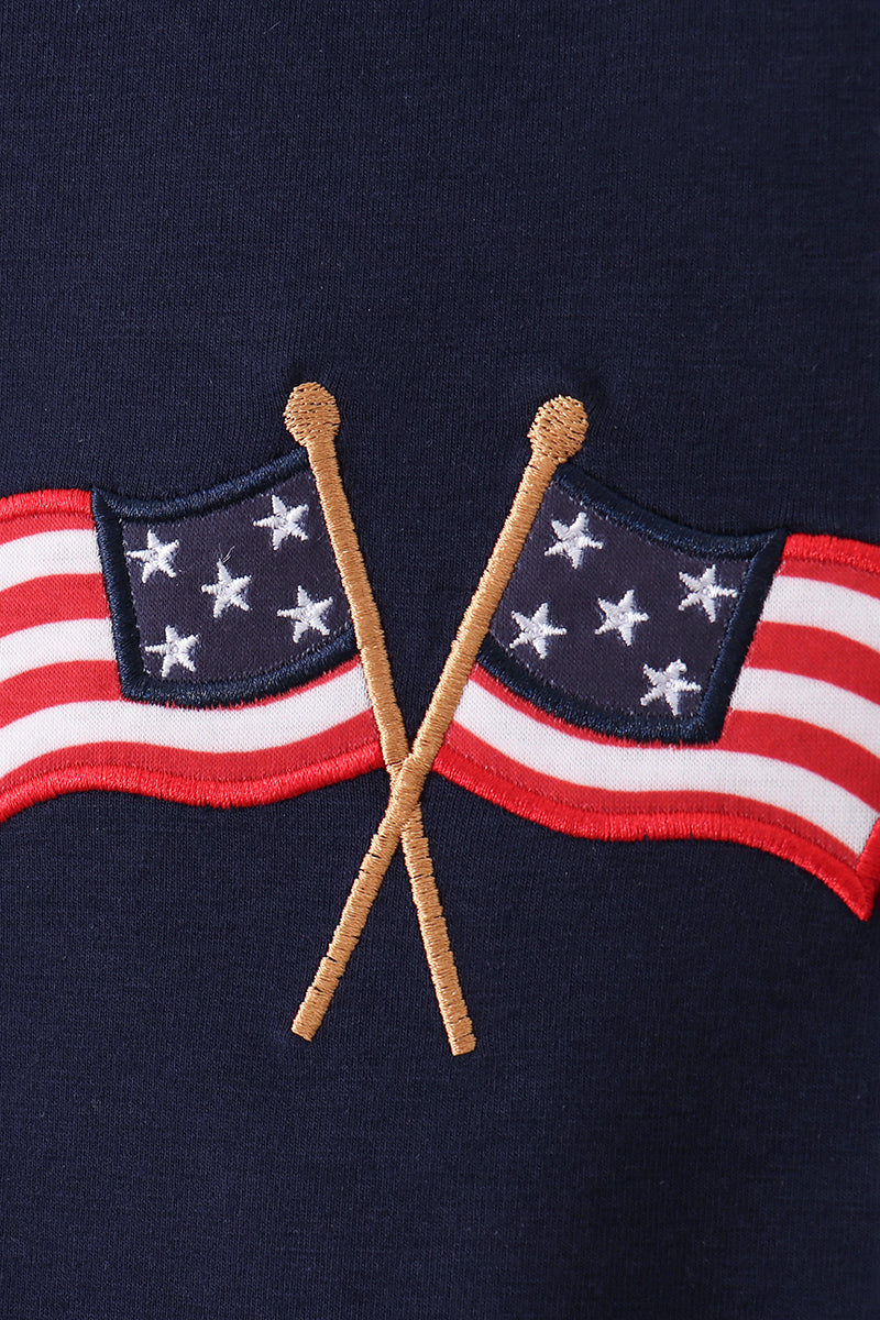 Navy Flag Gingham Short Set