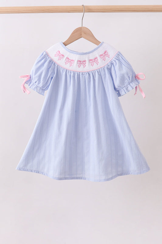 Blue Bow Smocked Dress