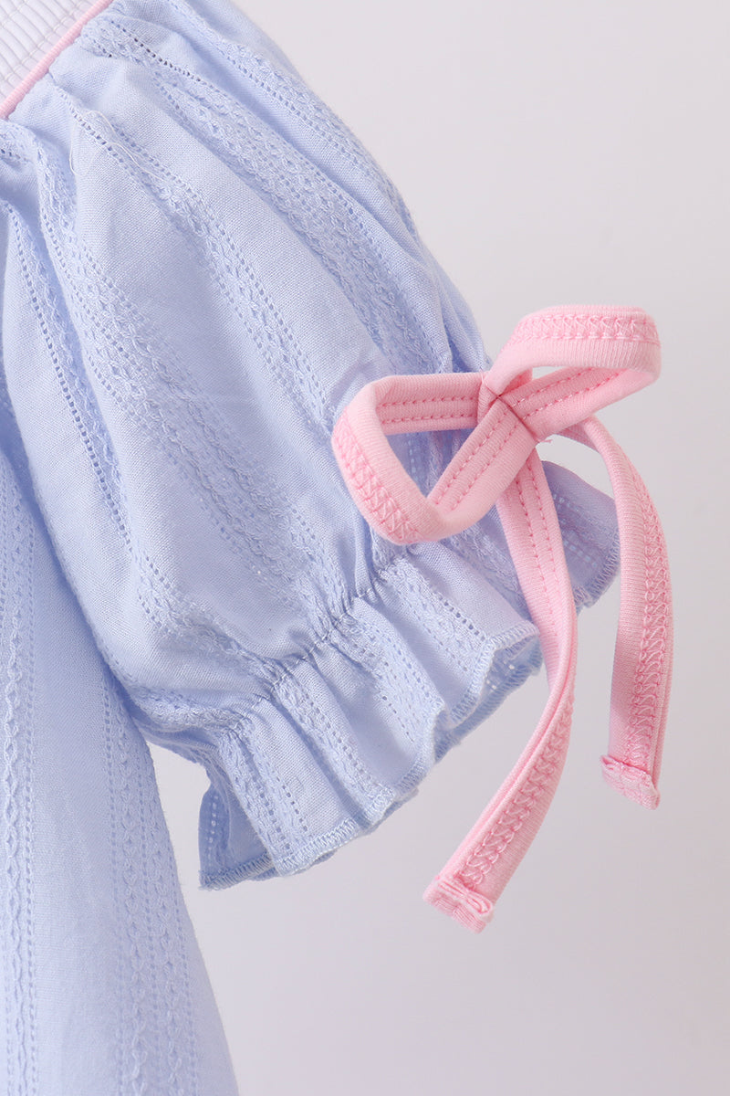 Blue Bow Smocked Dress