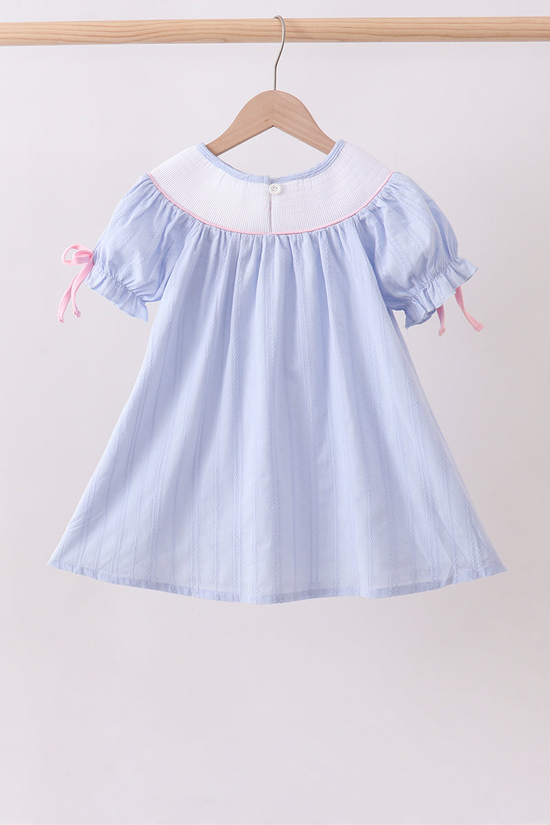 Blue Bow Smocked Dress