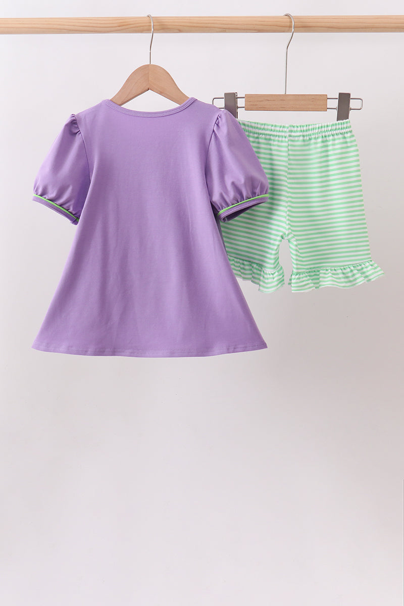 Hocus Pocus Applique Stripe Ruffle Shorts Set
