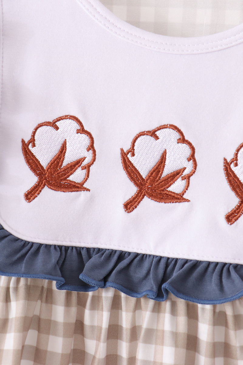 Cotton Gingham Ruffle Pants Set