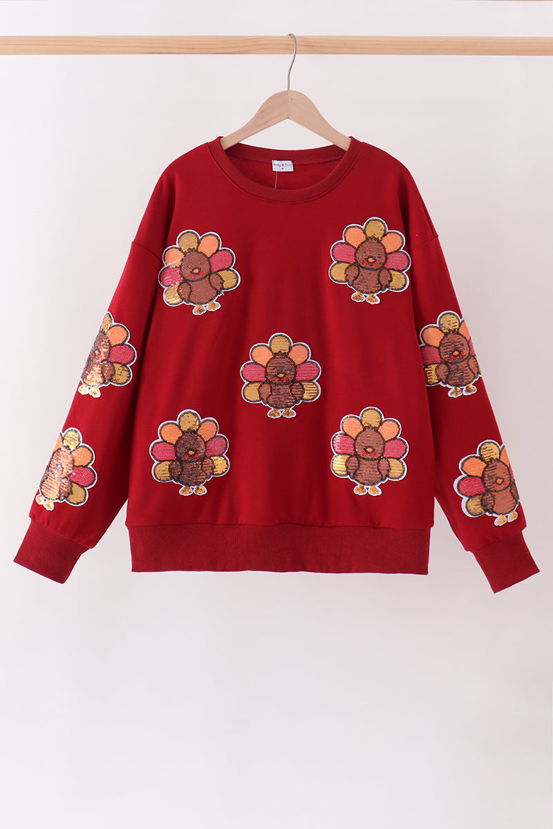 Rust Turkey Sequin Top