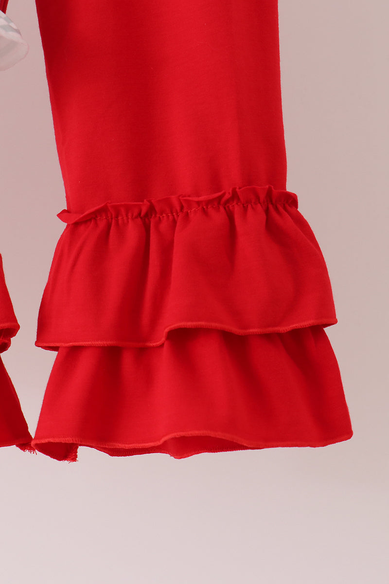 Santa Gingham Ruffle Pants Set