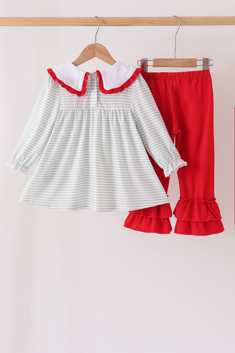 Santa Gingham Ruffle Pants Set