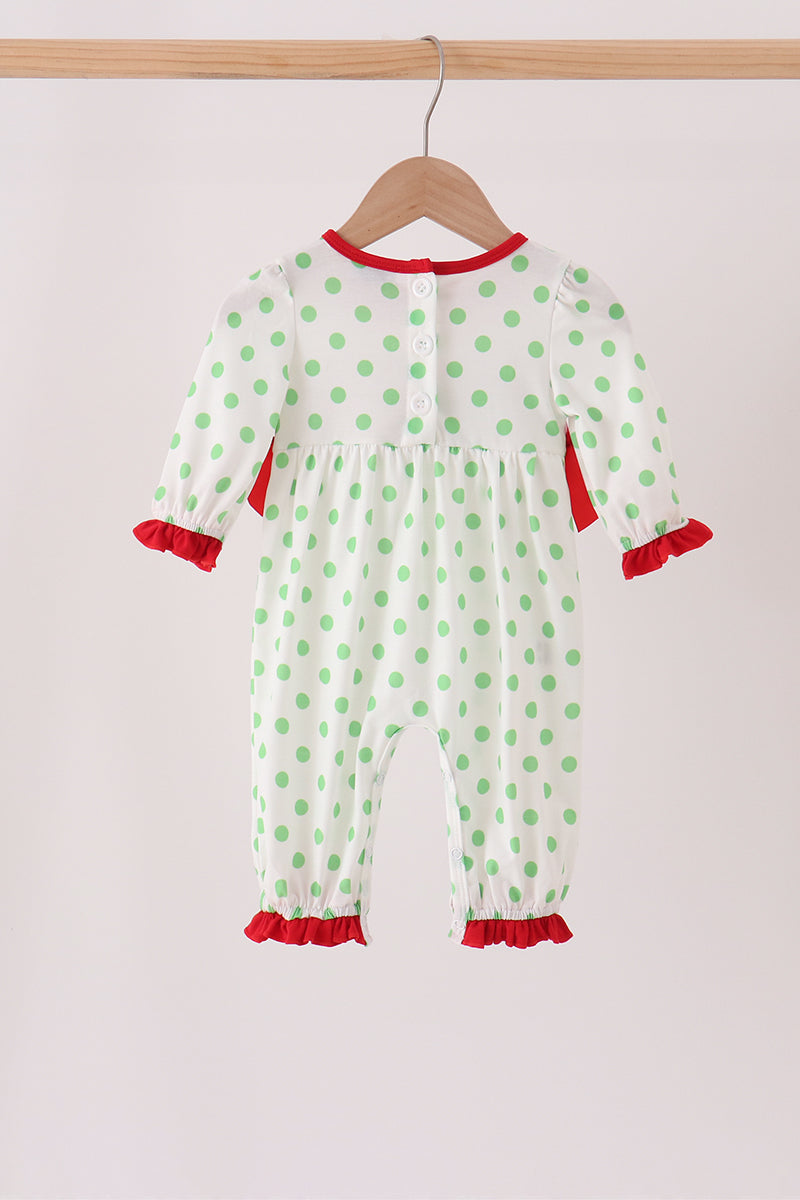 Green Dot Grinch Ruffle Romper