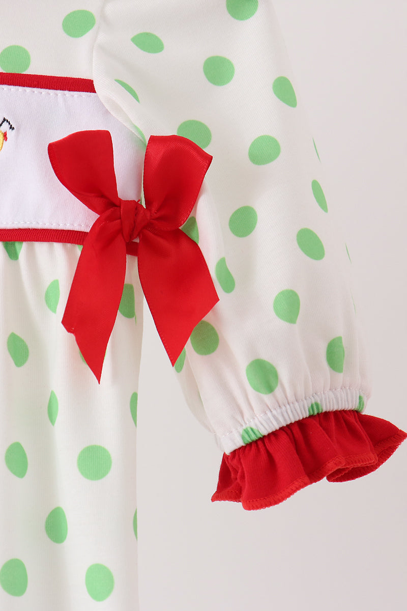 Green Dot Grinch Ruffle Romper