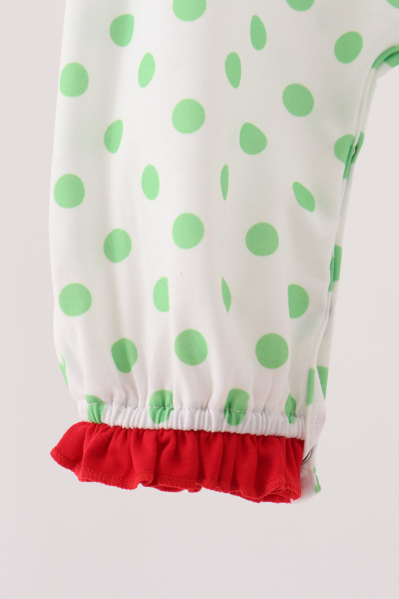 Green Dot Grinch Ruffle Romper