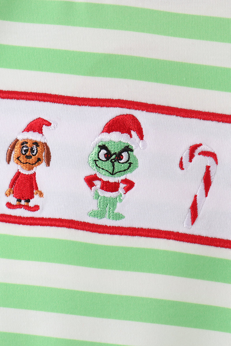 Green Grinch Stripe Romper