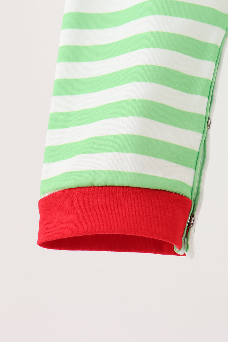 Green Grinch Stripe Romper