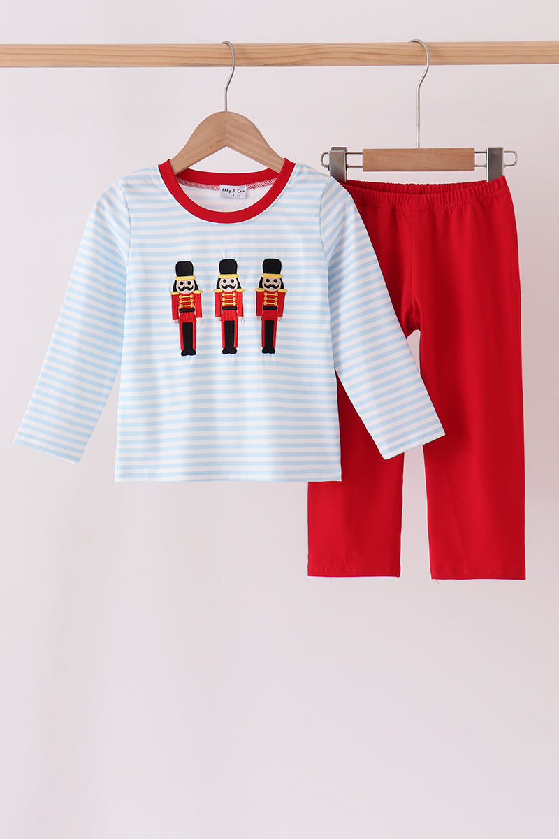 Blue Stripe Nutcracker Pants Set