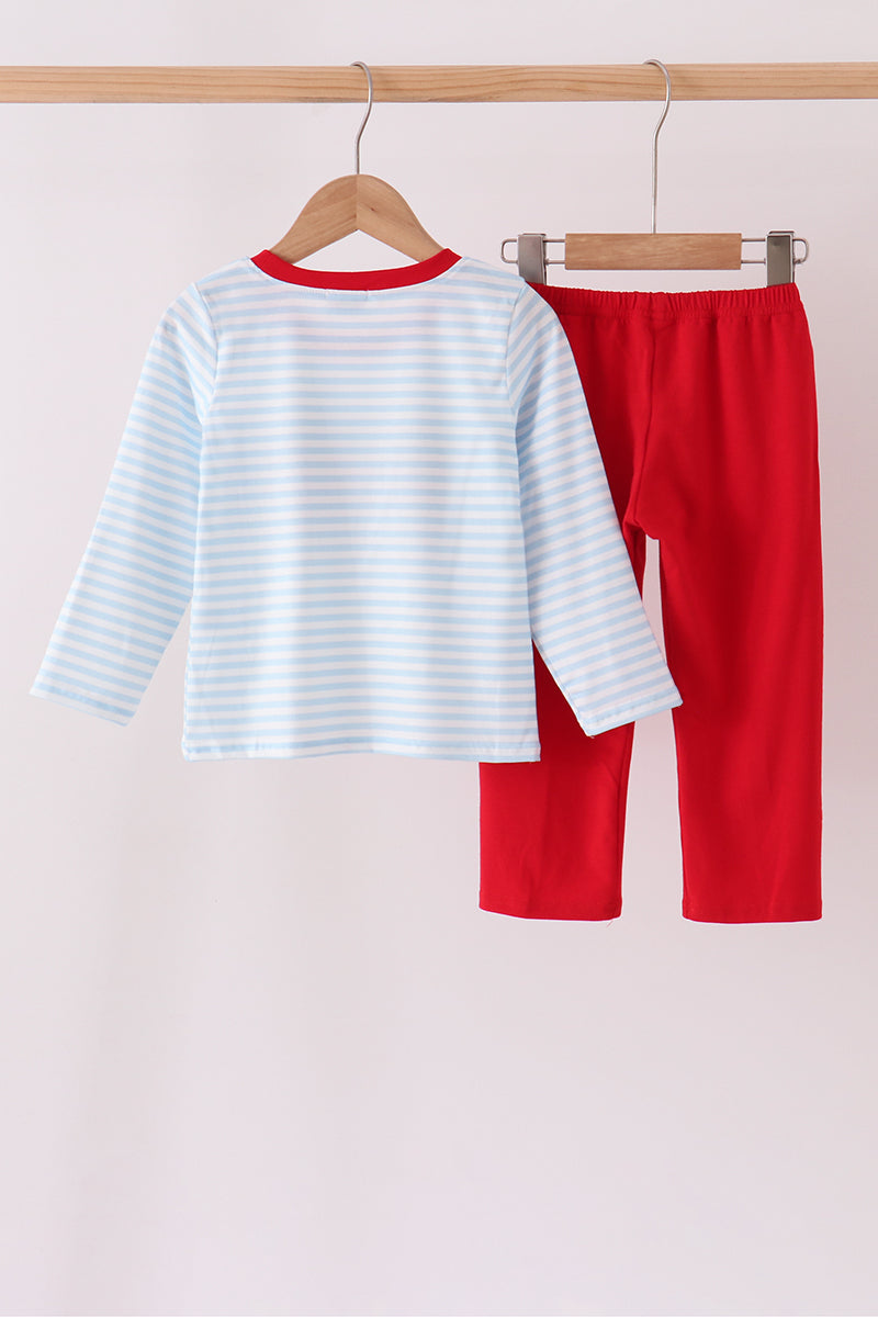 Blue Stripe Nutcracker Pants Set