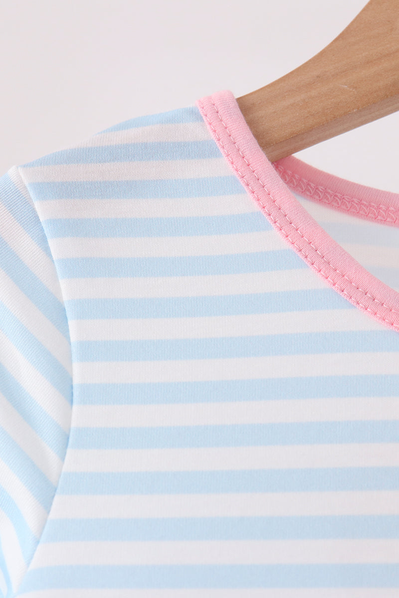 Blue Stripe Nutcracker Ruffle Dress