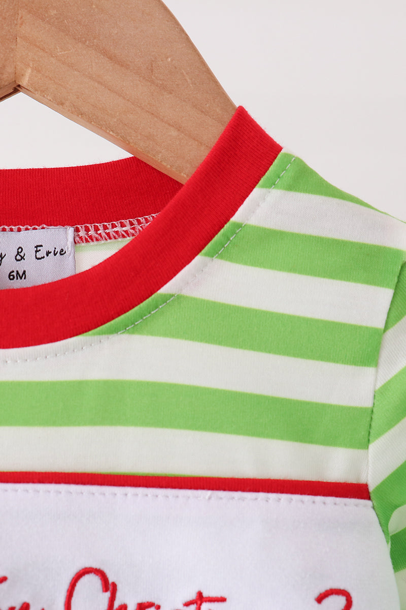 Green Stripe Grinch Romper