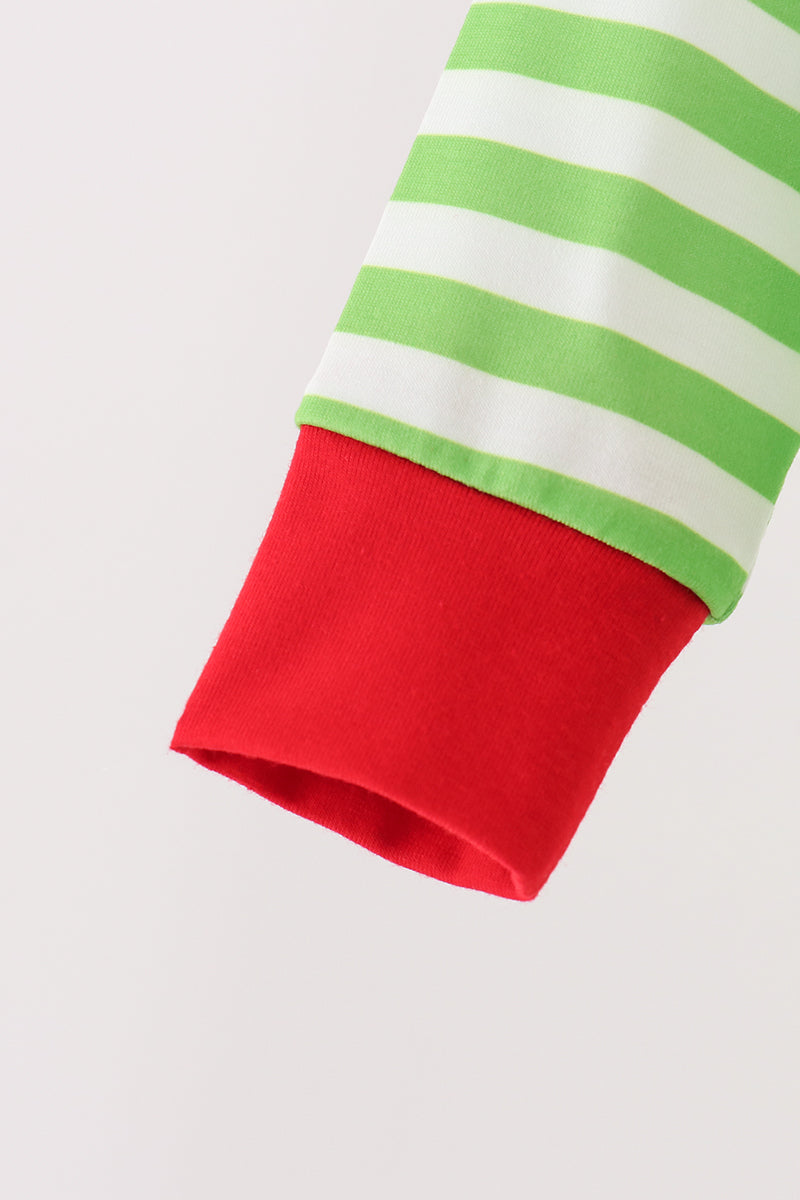 Green Stripe Grinch Romper