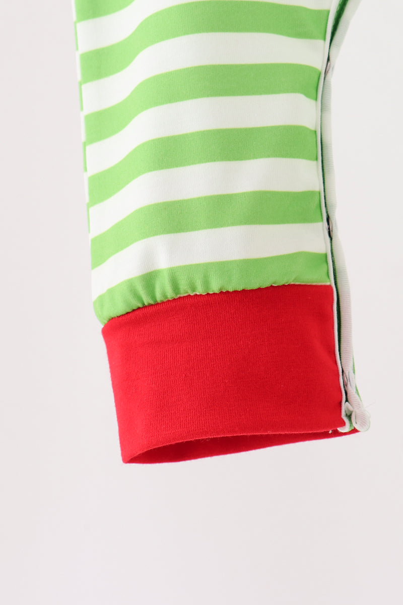 Green Stripe Grinch Romper