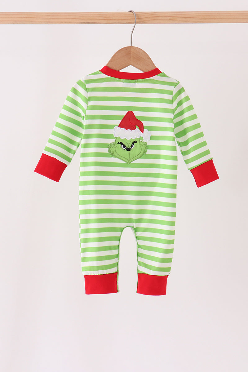 Green Stripe Grinch Romper