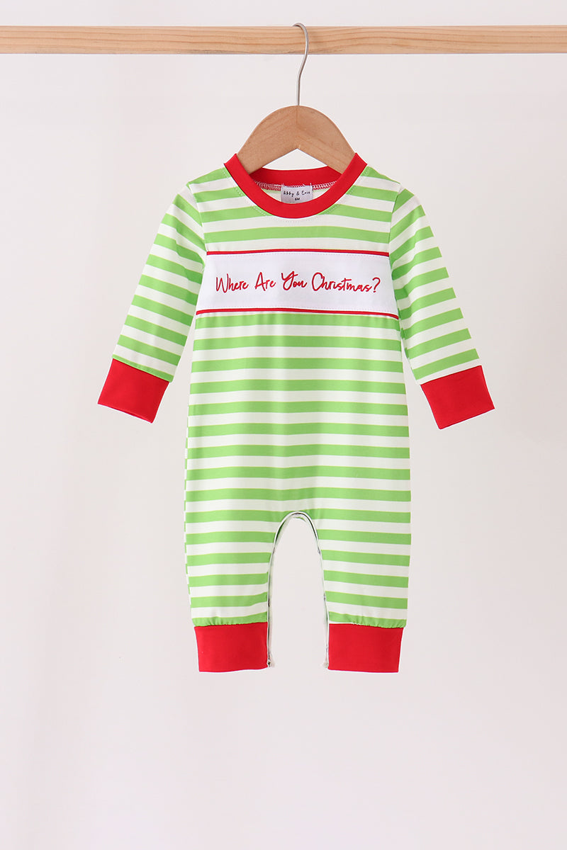 Green Stripe Grinch Romper