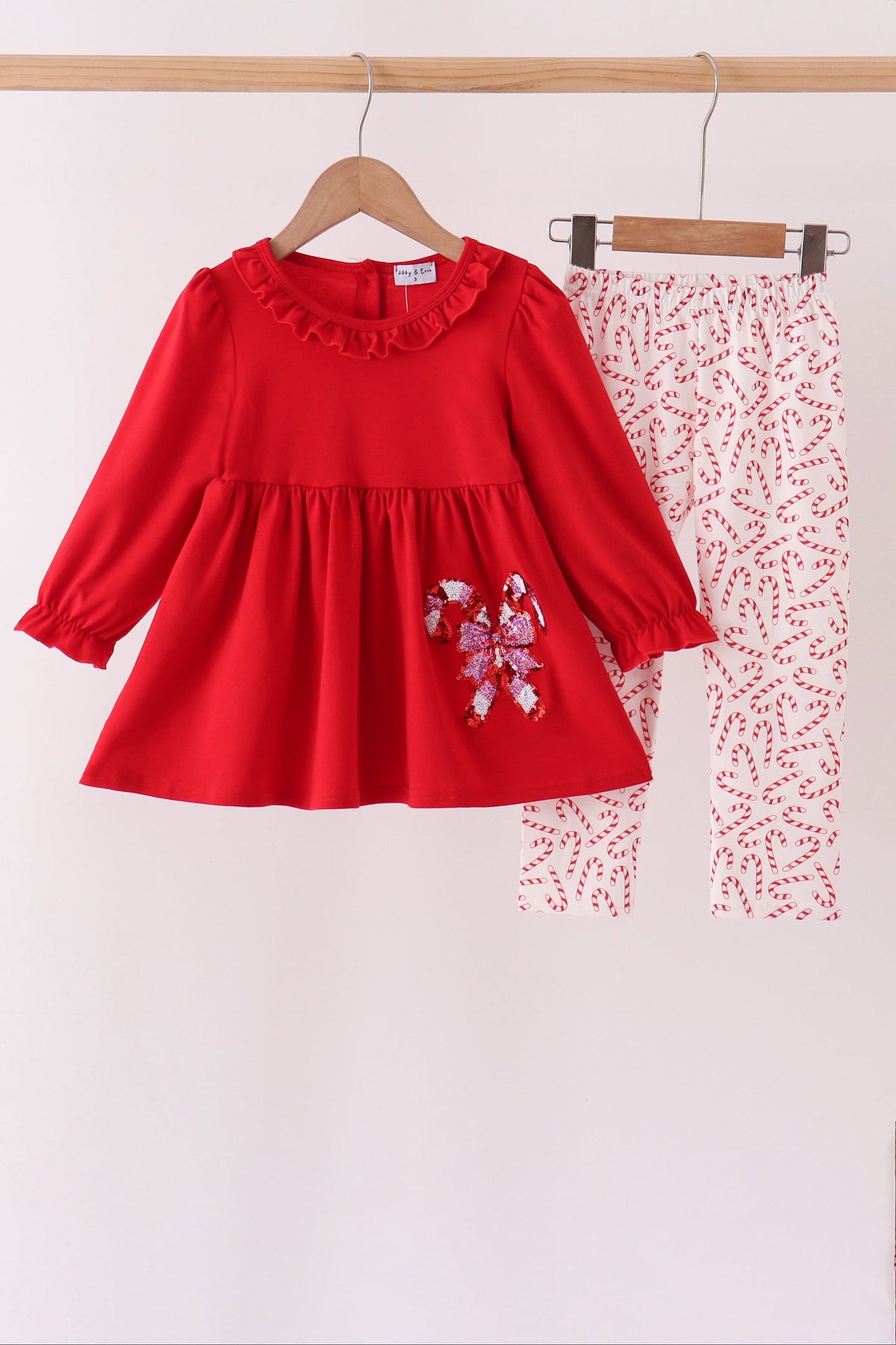 Candy Cane Sequin Ruffle Pants Set