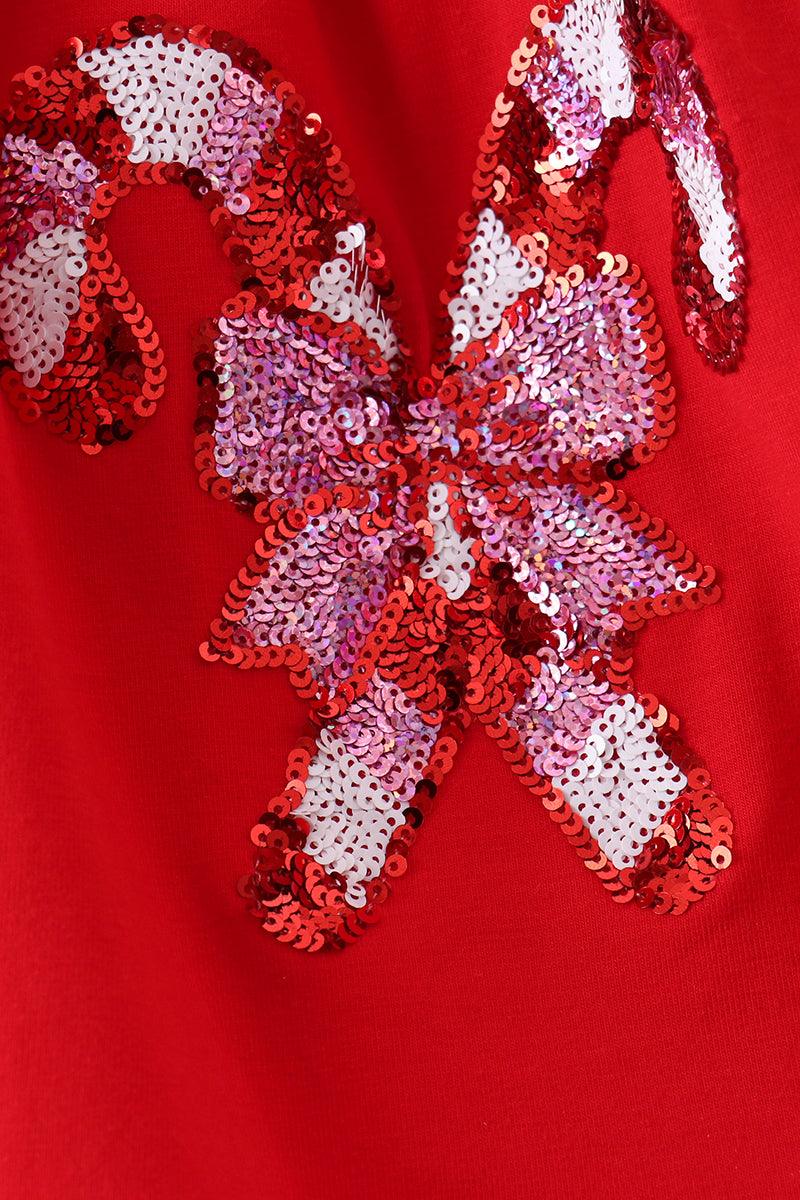 Candy Cane Sequin Ruffle Pants Set