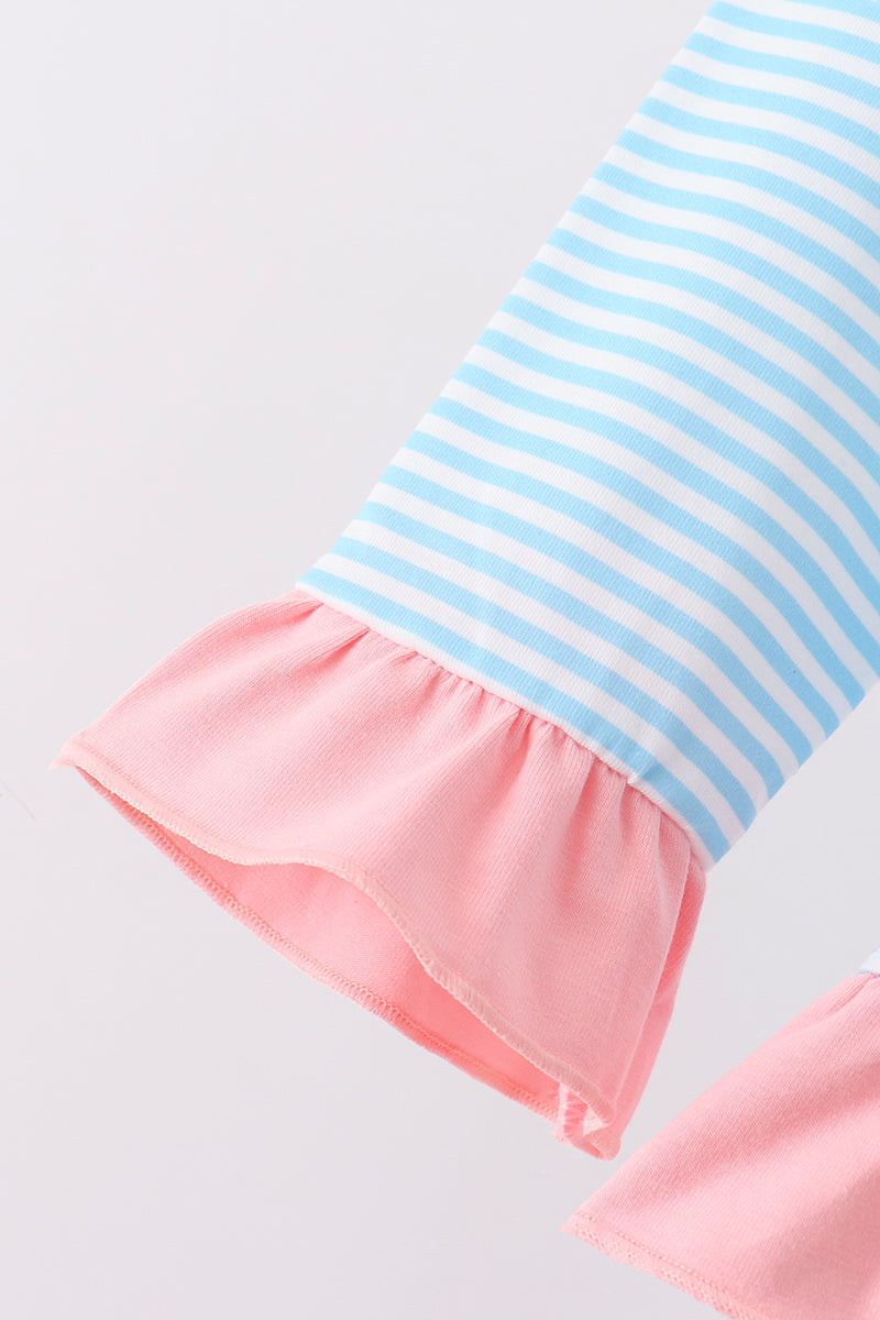 Blue Stripe Princess Ruffle Pullover