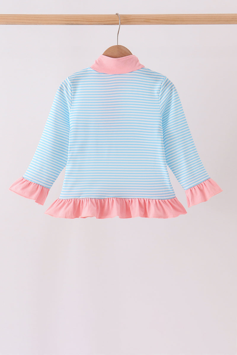 Blue Stripe Princess Ruffle Pullover