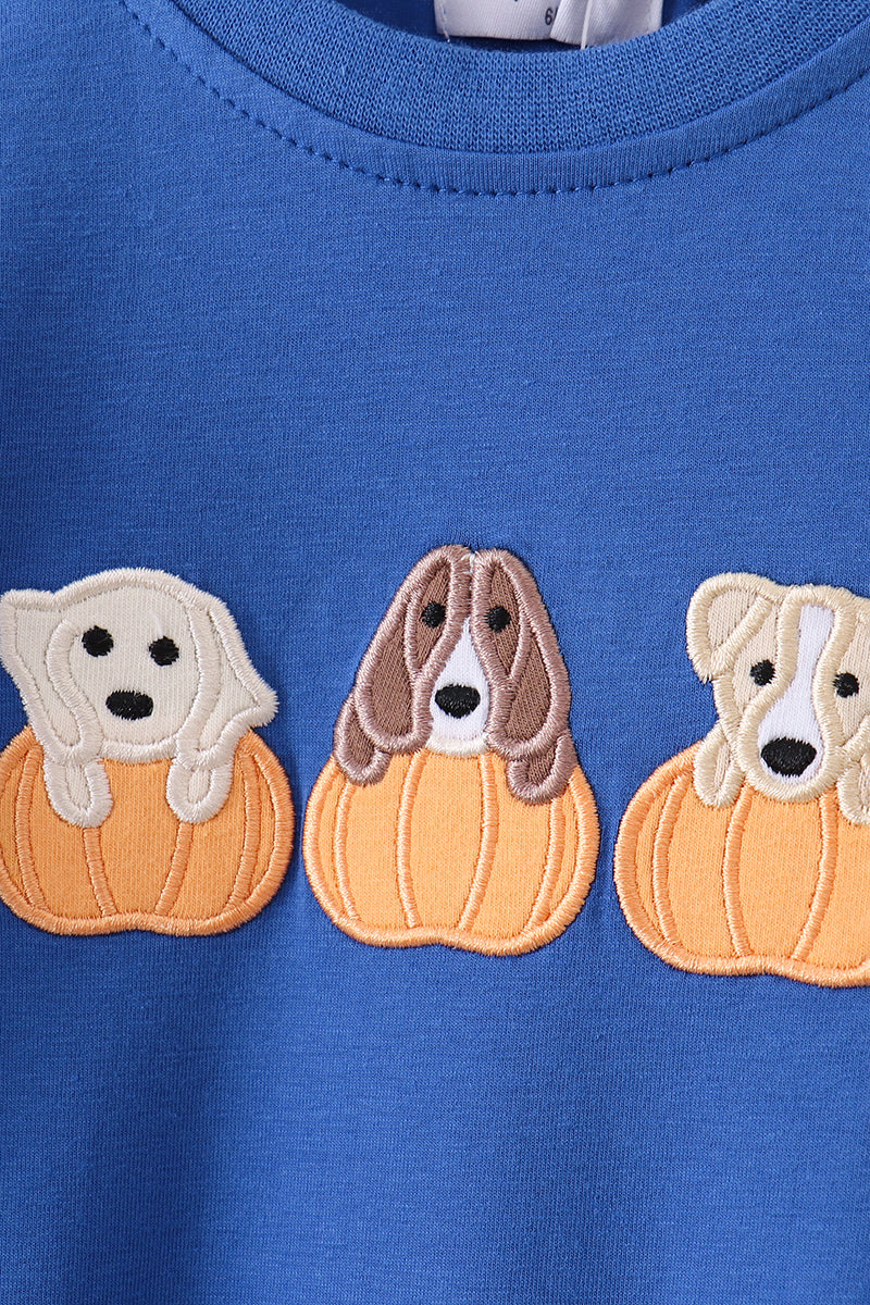 Puppy Pumpkin Embroidery Romper