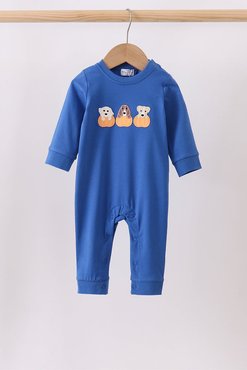 Puppy Pumpkin Embroidery Romper