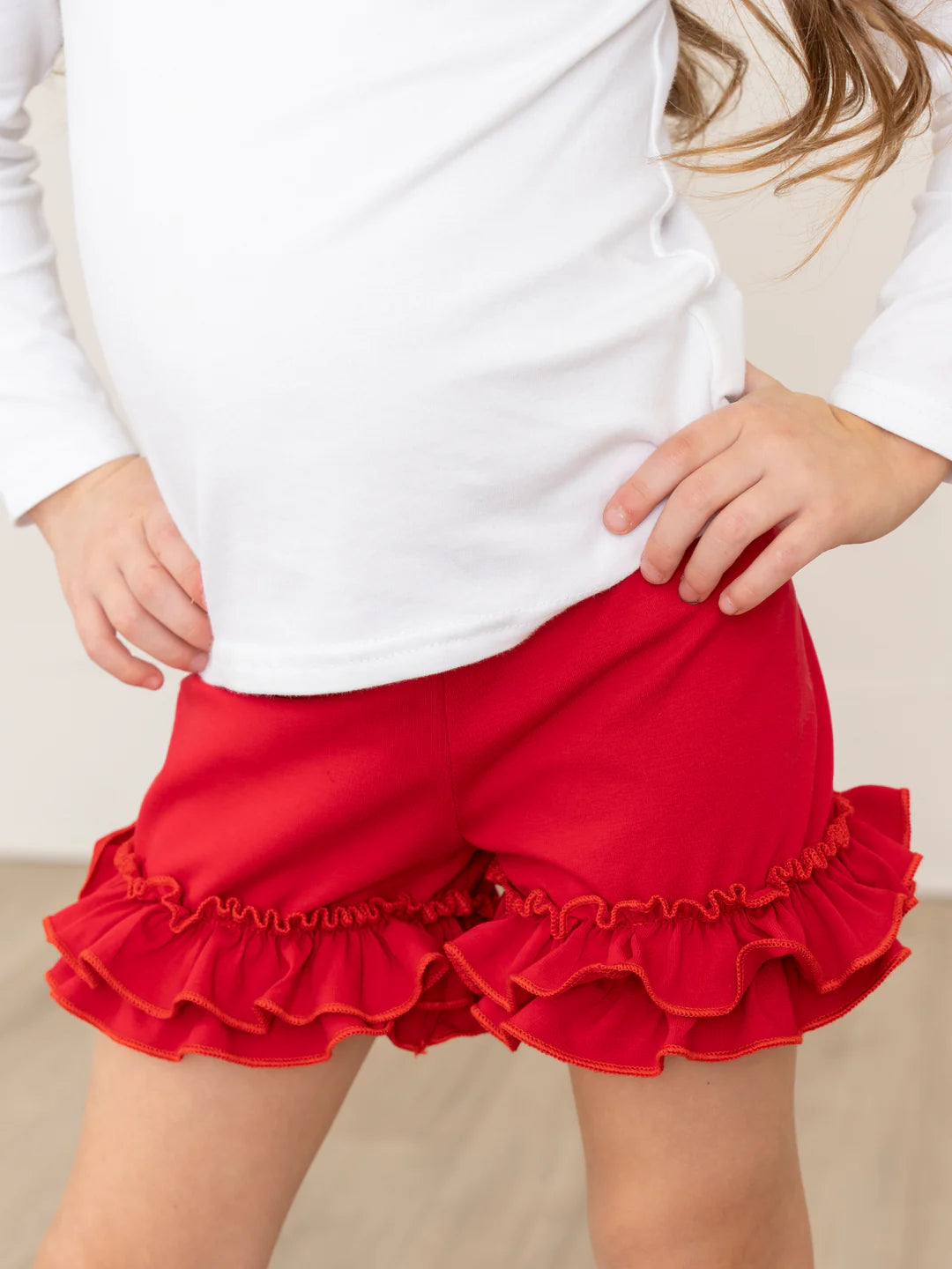 Ruffle Shorts: Red