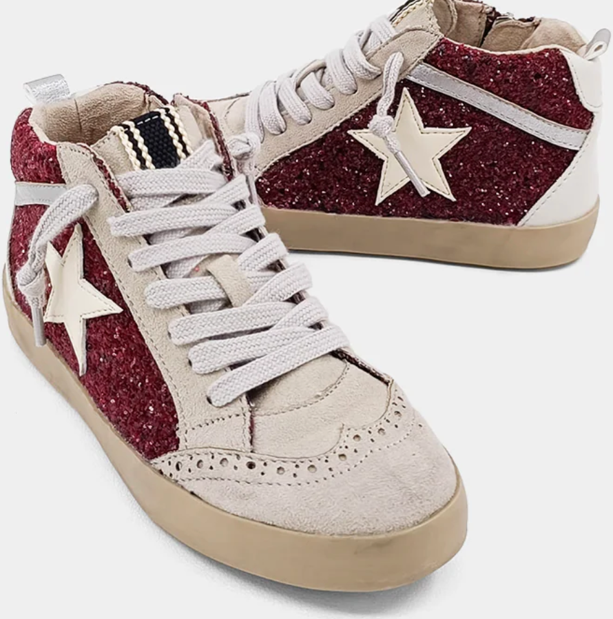 Shushop Dark Red Glitter Paulina Sneaker
