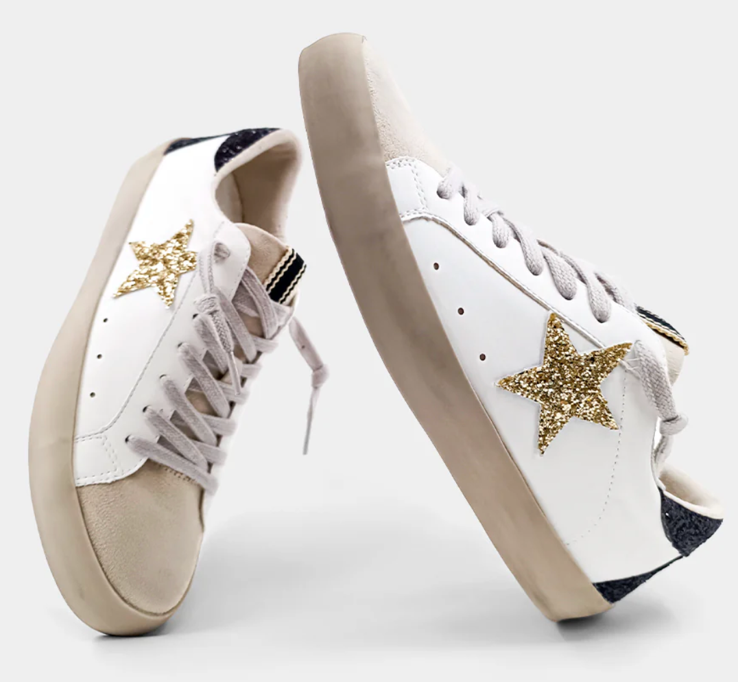 Shushop Black, Gold, White Pamela Sneakers
