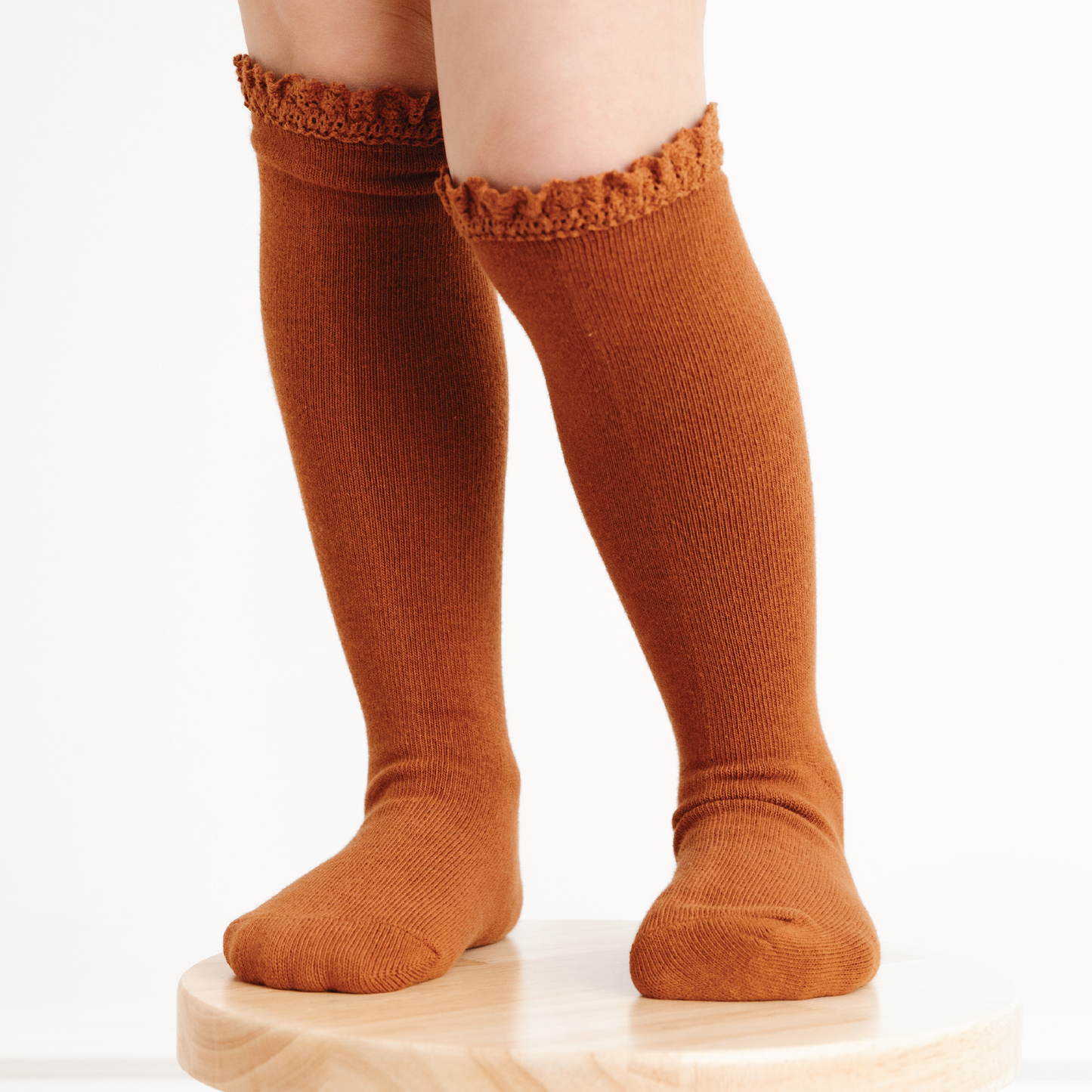 Sugar Almond Lace Top Knee High Socks