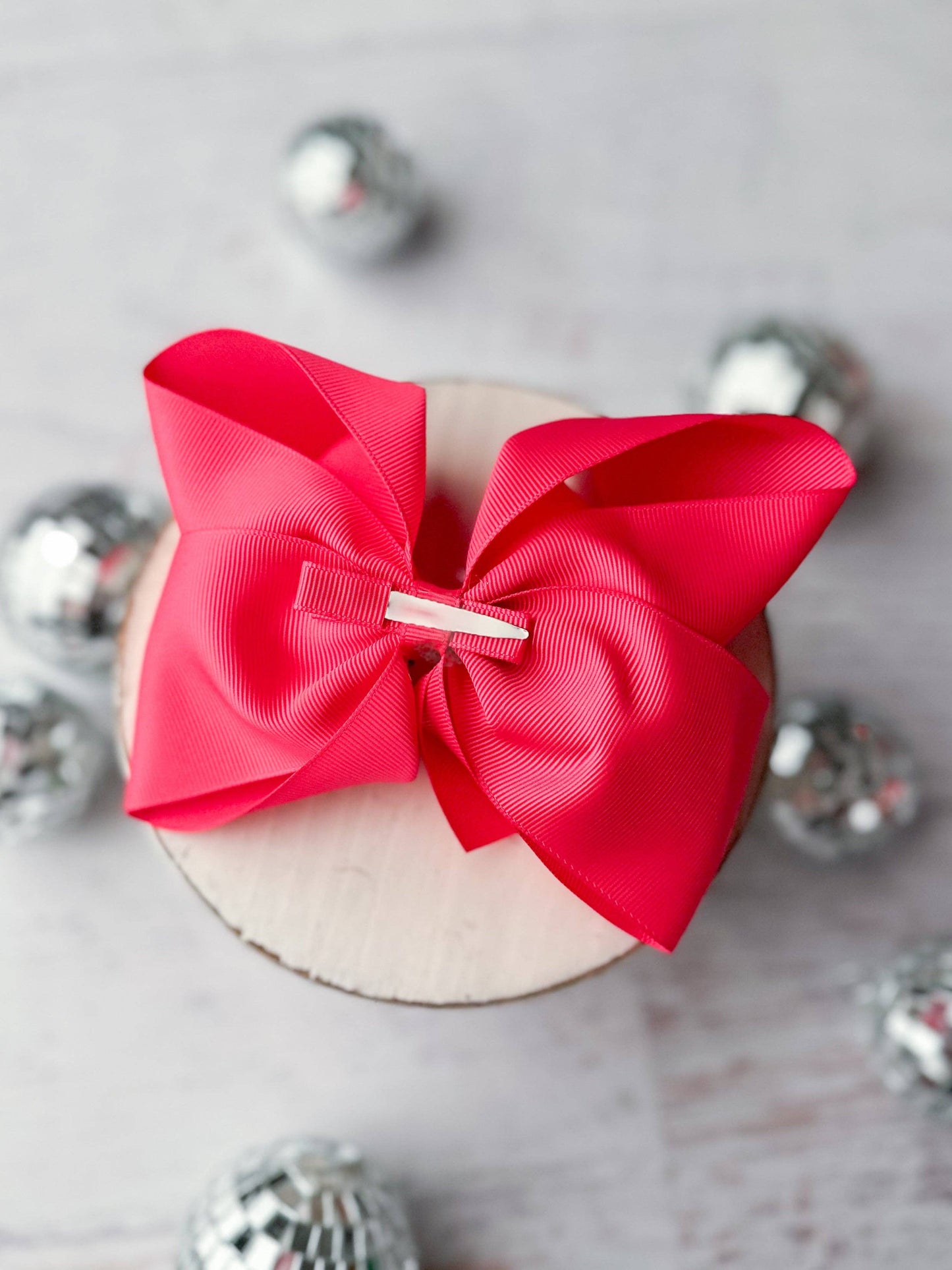 Oversize Grosgrain Hair Bow - Alligator Clip - 5.5": Red