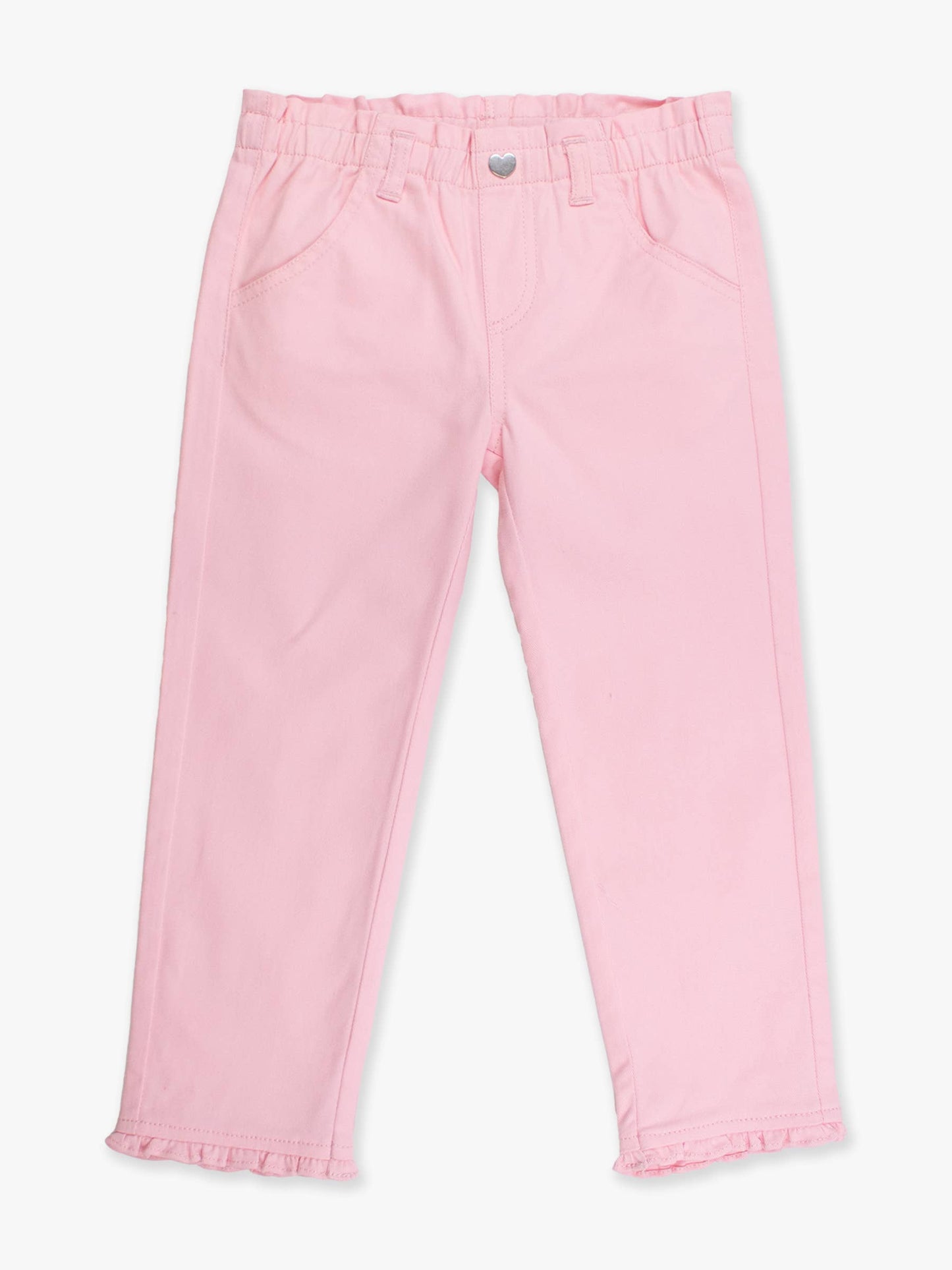 Girls Pink Ruffle Straight Jeans